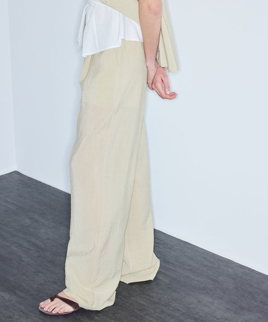 Belted Crinkle-Effect Trousers