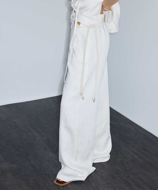 Linen-Blend Wide-Leg Trousers