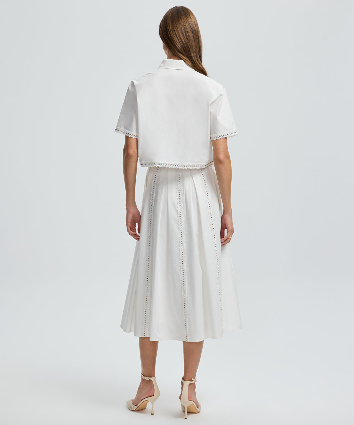 Zoomed Lace-Trim Poplin Skirt