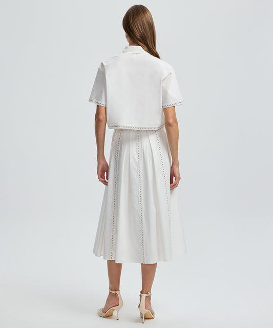 Lace-Trim Poplin Skirt