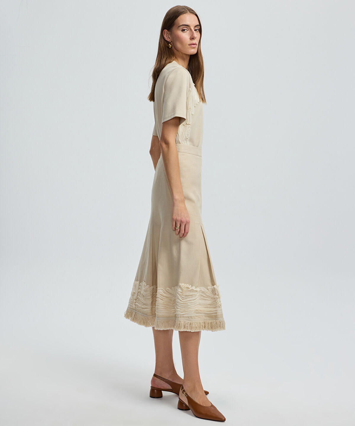 Zoomed Embroidered Midi Skirt