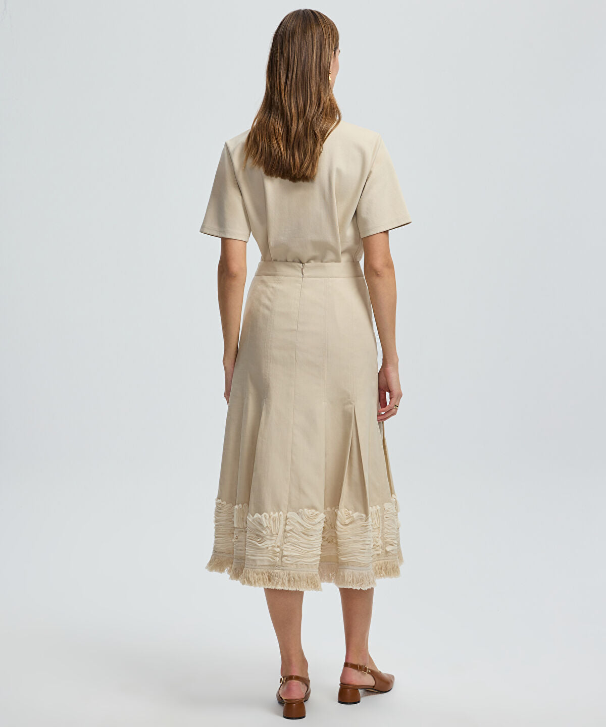 Zoomed Embroidered Midi Skirt