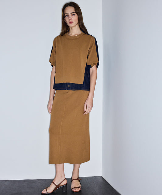 Belted Combination Skirt