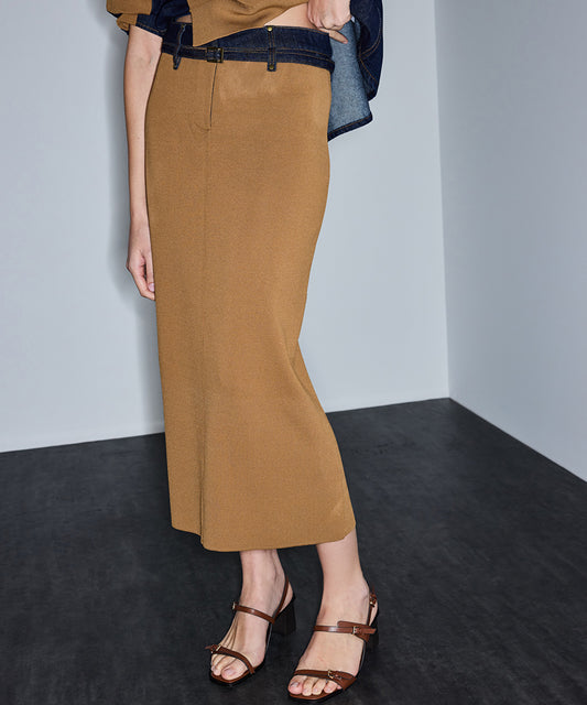 Belted Combination Skirt