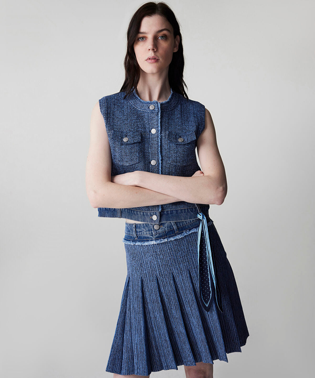 Combined Pleated Knit Skirt