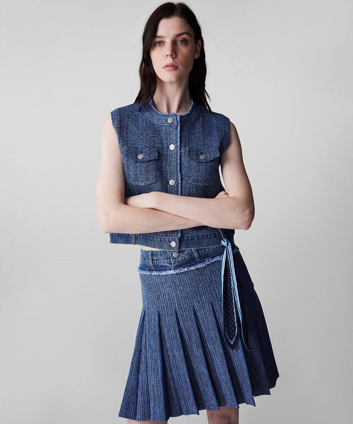 Zoomed Combined Pleated Knit Skirt