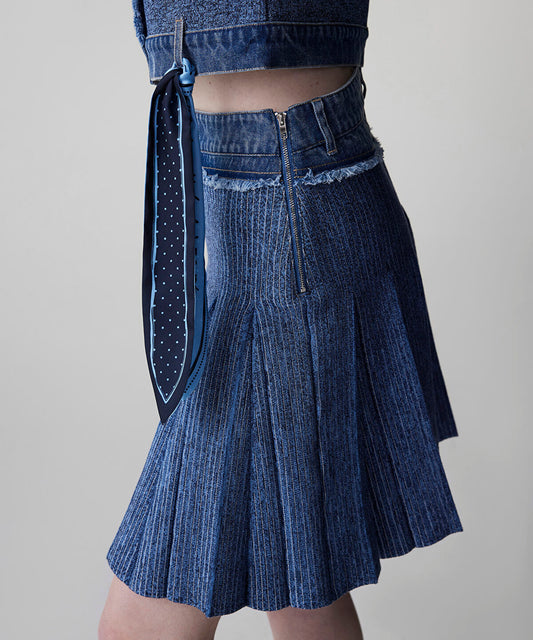 Combined Pleated Knit Skirt