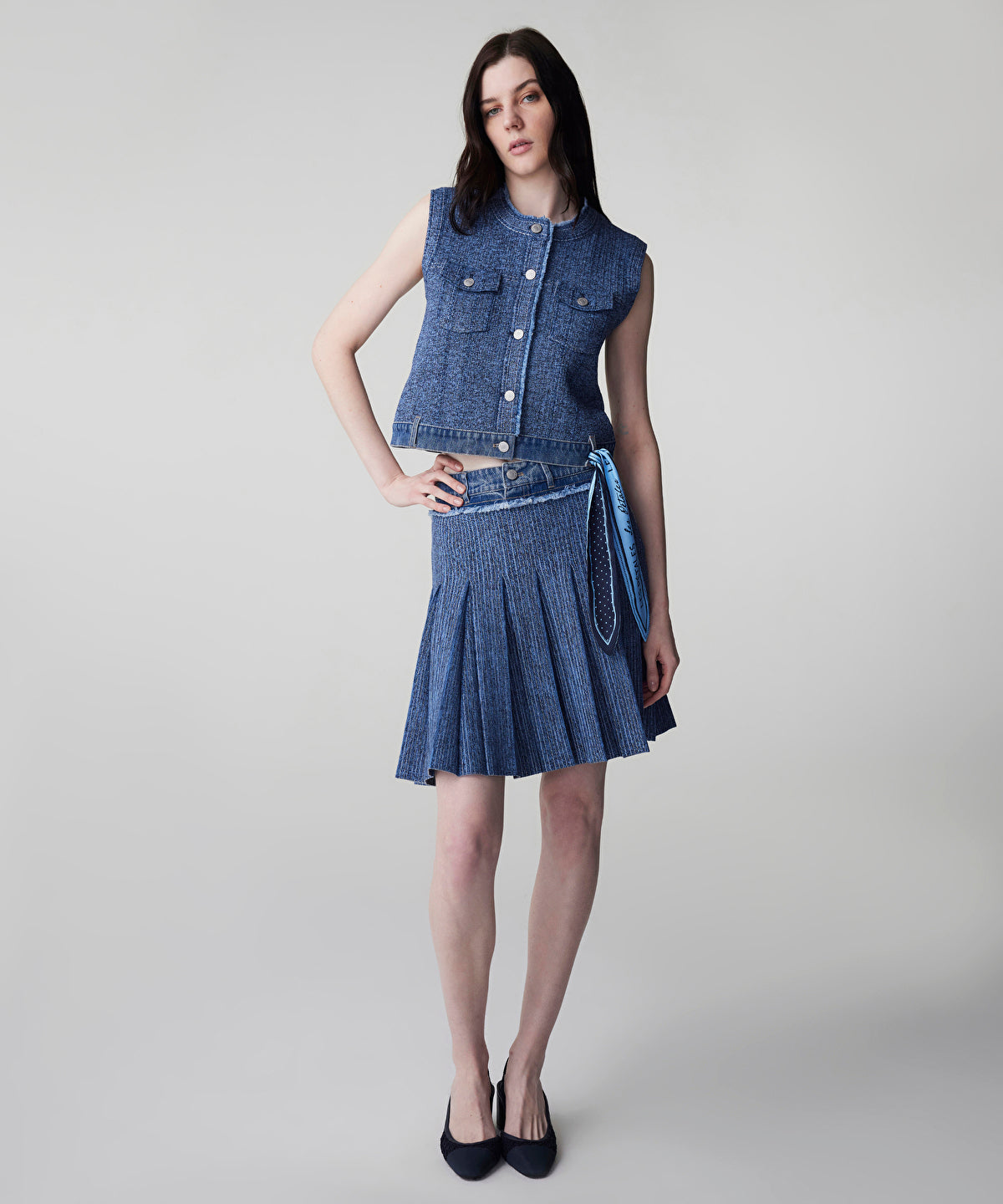 Combined Pleated Knit Skirt