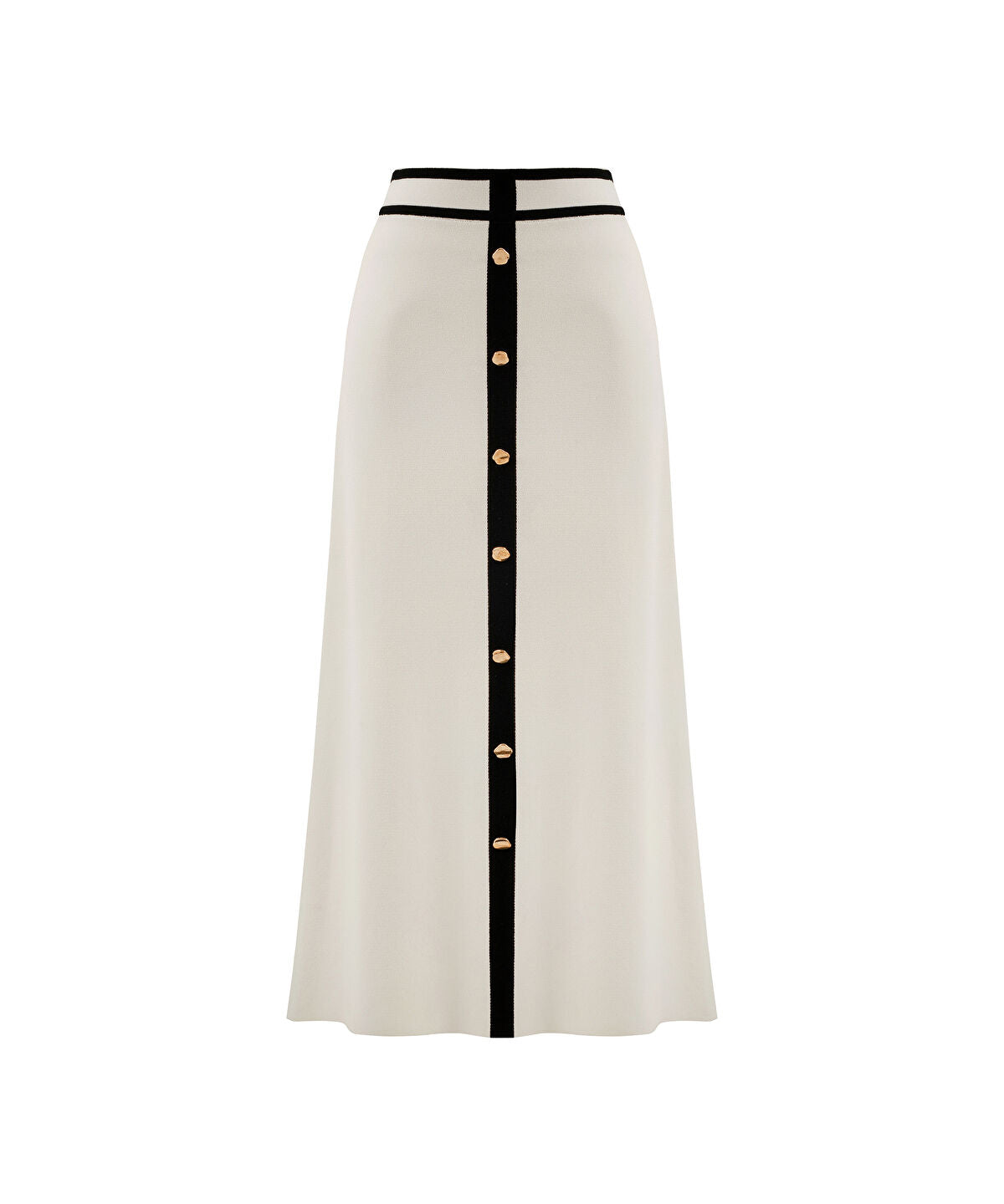 Zoomed Contrast Trim Knit Midi Skirt