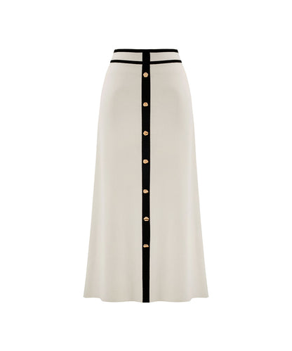 Contrast Trim Knit Midi Skirt