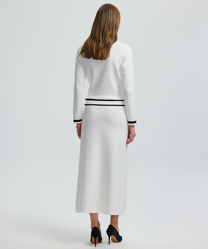 Contrast Trim Knit Midi Skirt