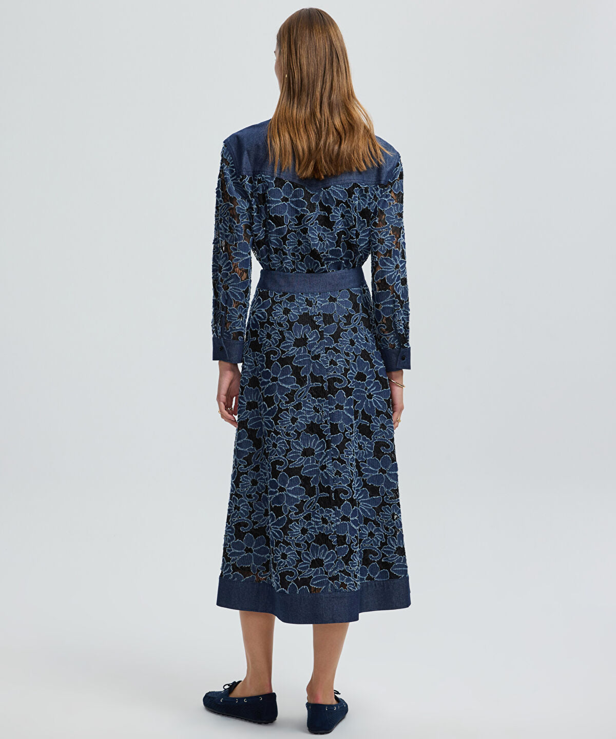 Floral Lace Denim Skirt