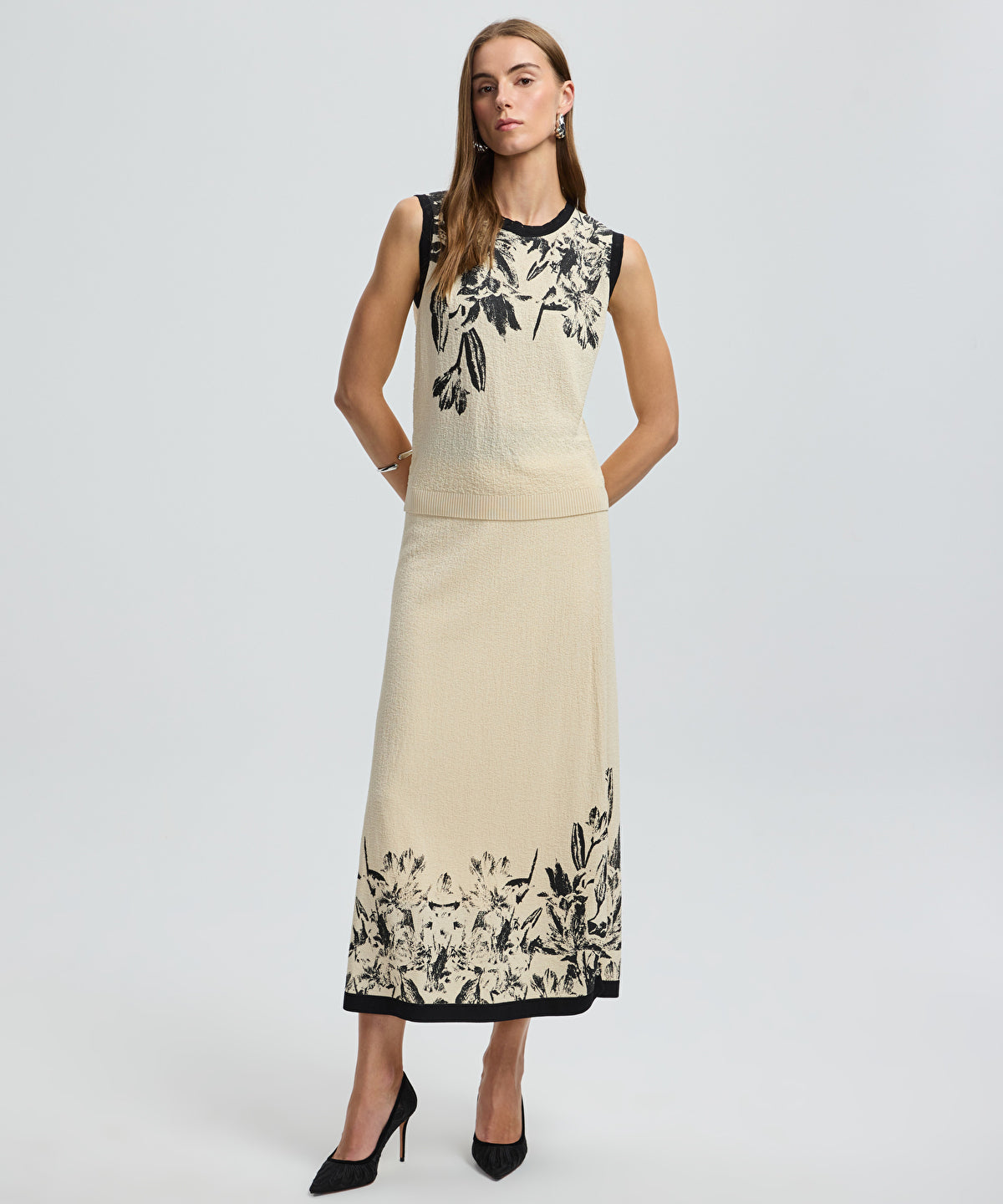 Floral Knit Midi Skirt