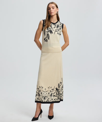 Floral Knit Midi Skirt