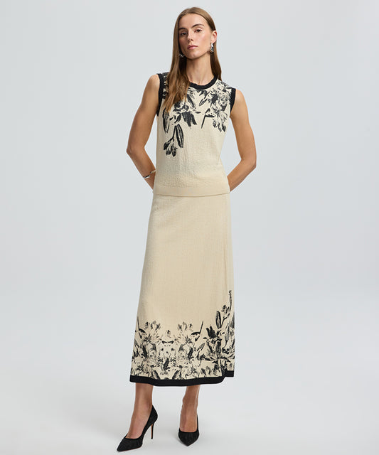 Floral Knit Midi Skirt
