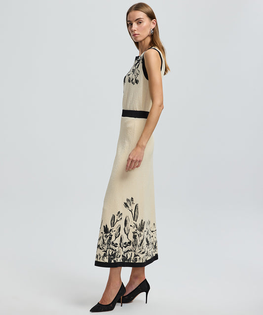 Floral Knit Midi Skirt