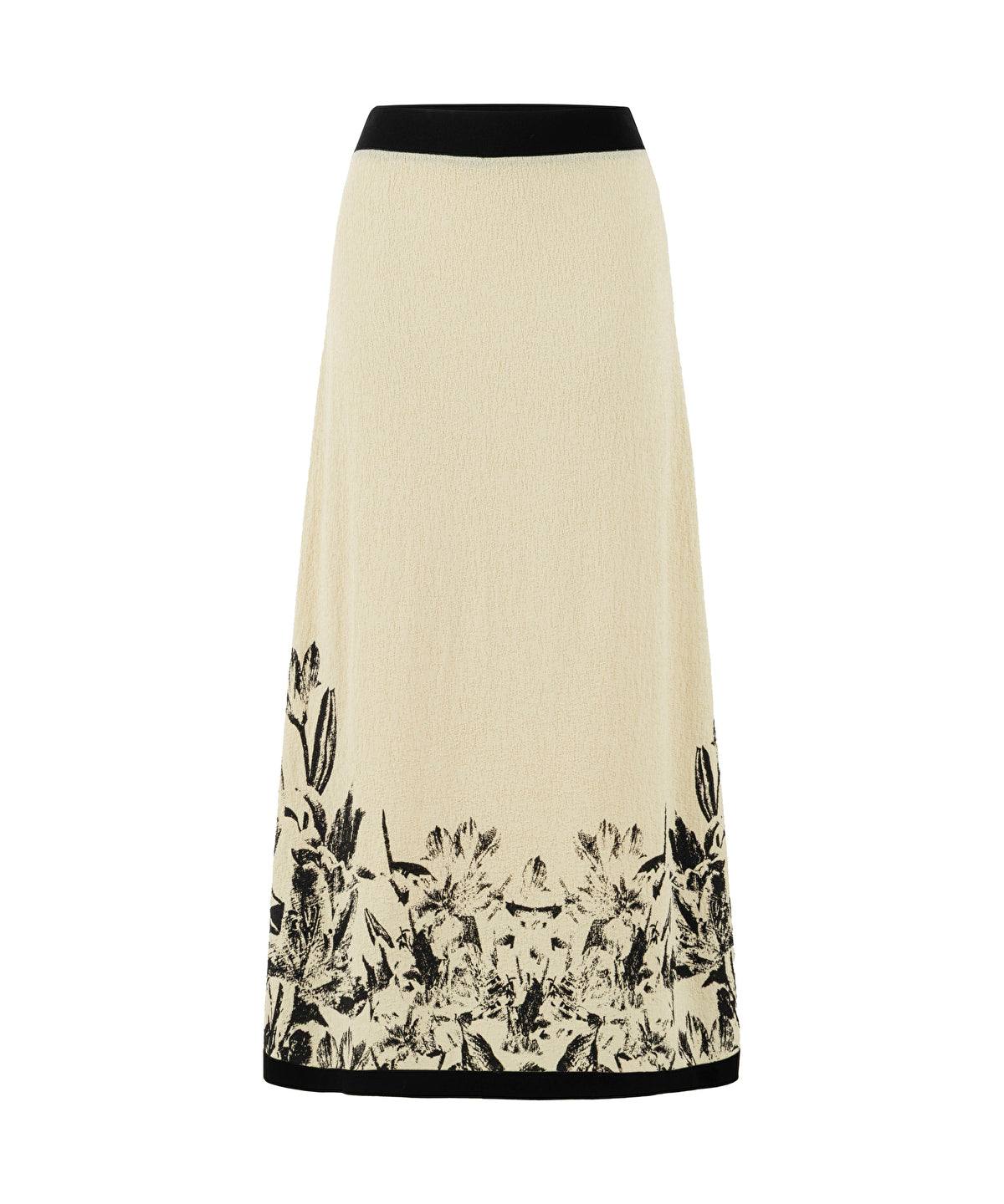 Zoomed Floral Knit Midi Skirt