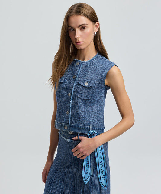Pleated Denim Skirt