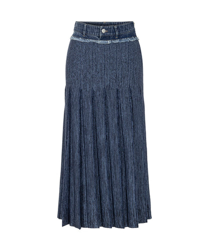 Pleated Denim Skirt