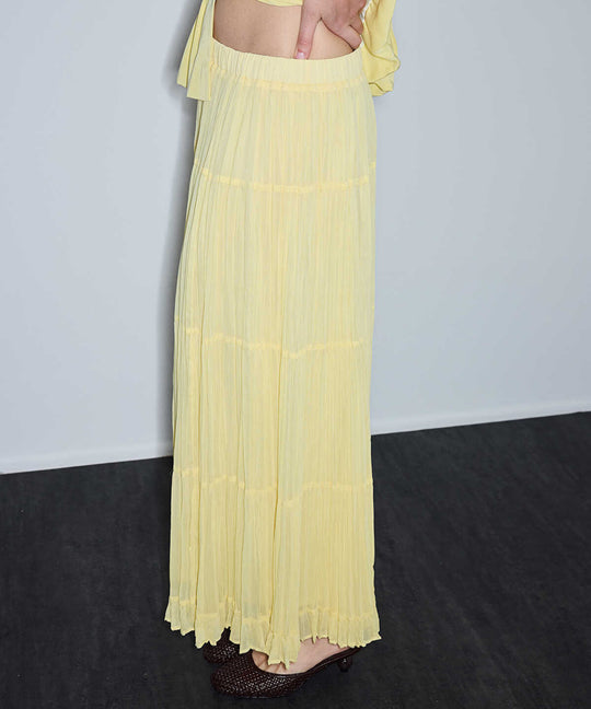 Pleated Chiffon Maxi Skirt