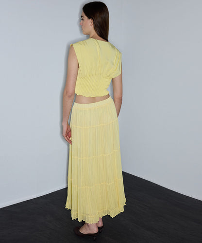 Pleated Chiffon Maxi Skirt