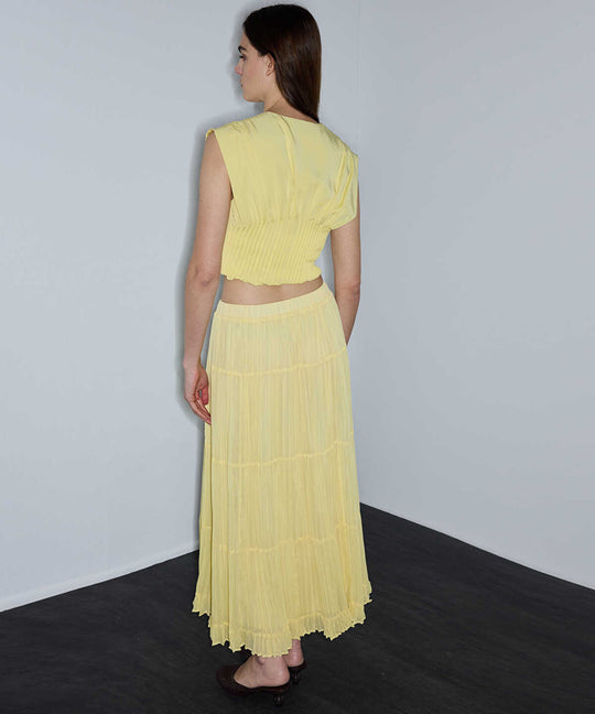 Pleated Chiffon Maxi Skirt