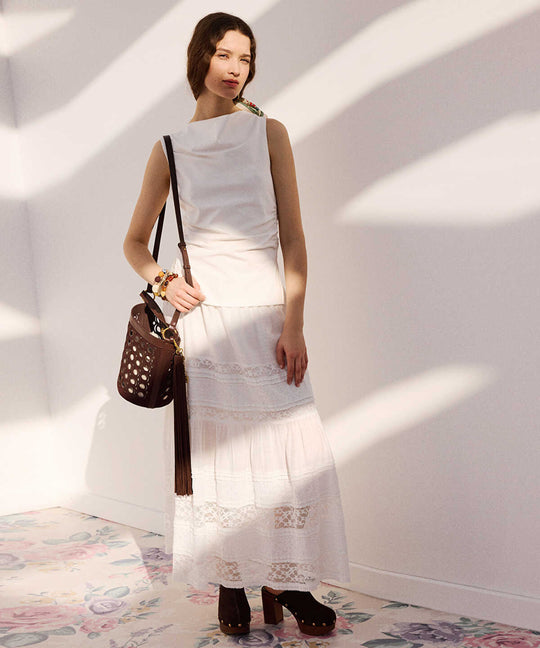 Lace-Trimmed Maxi Skirt