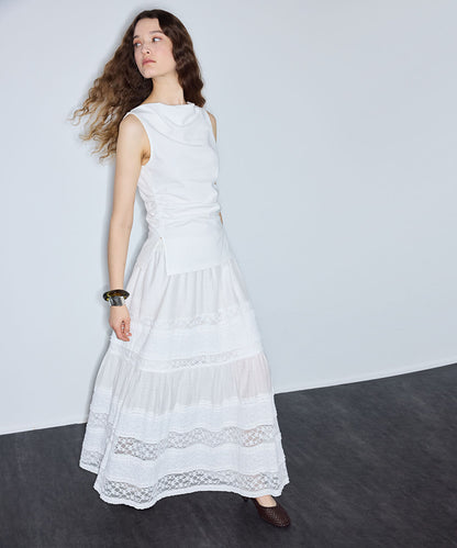 Lace-Trimmed Maxi Skirt