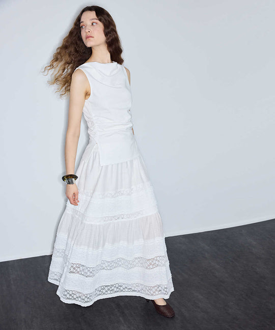 Lace-Trimmed Maxi Skirt
