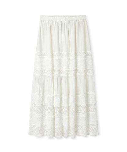 Lace-Trimmed Maxi Skirt