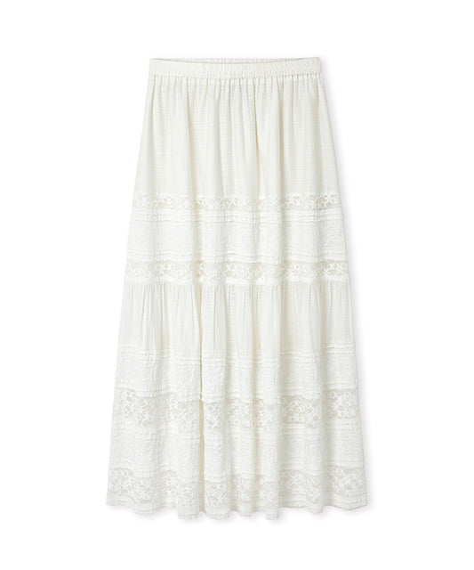 Lace-Trimmed Maxi Skirt