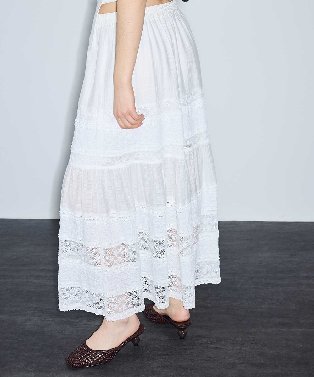 Lace-Trimmed Maxi Skirt