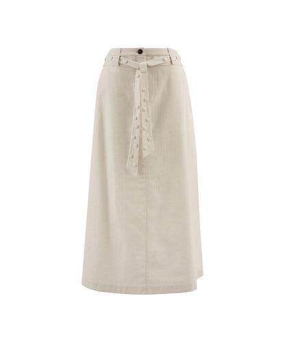 Midi Skirt with Studded Waistband