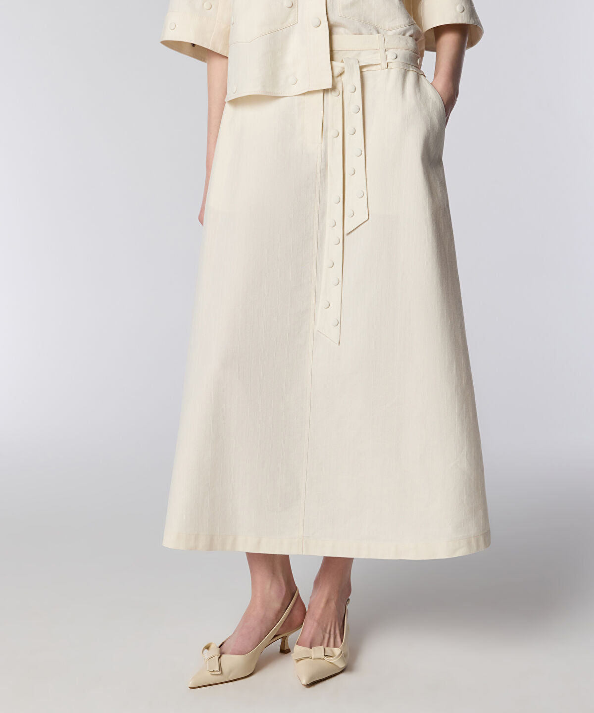 Zoomed Midi Skirt with Studded Waistband