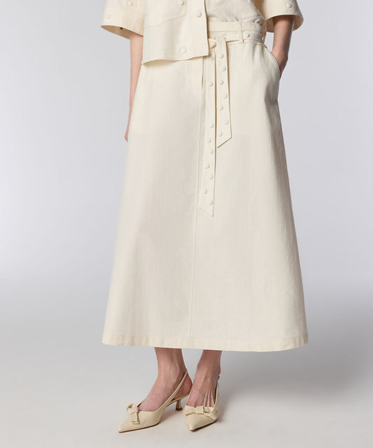 Midi Skirt with Studded Waistband