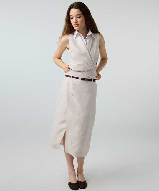 Belted Linen Skirt