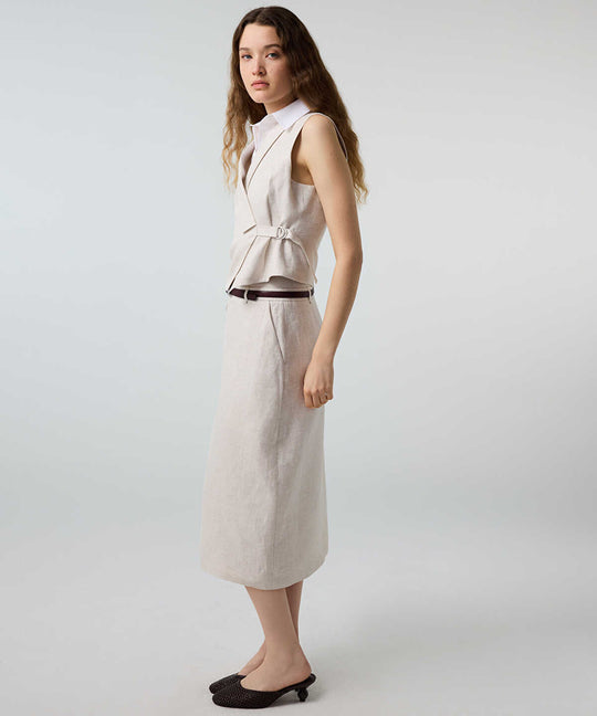 Belted Linen Skirt