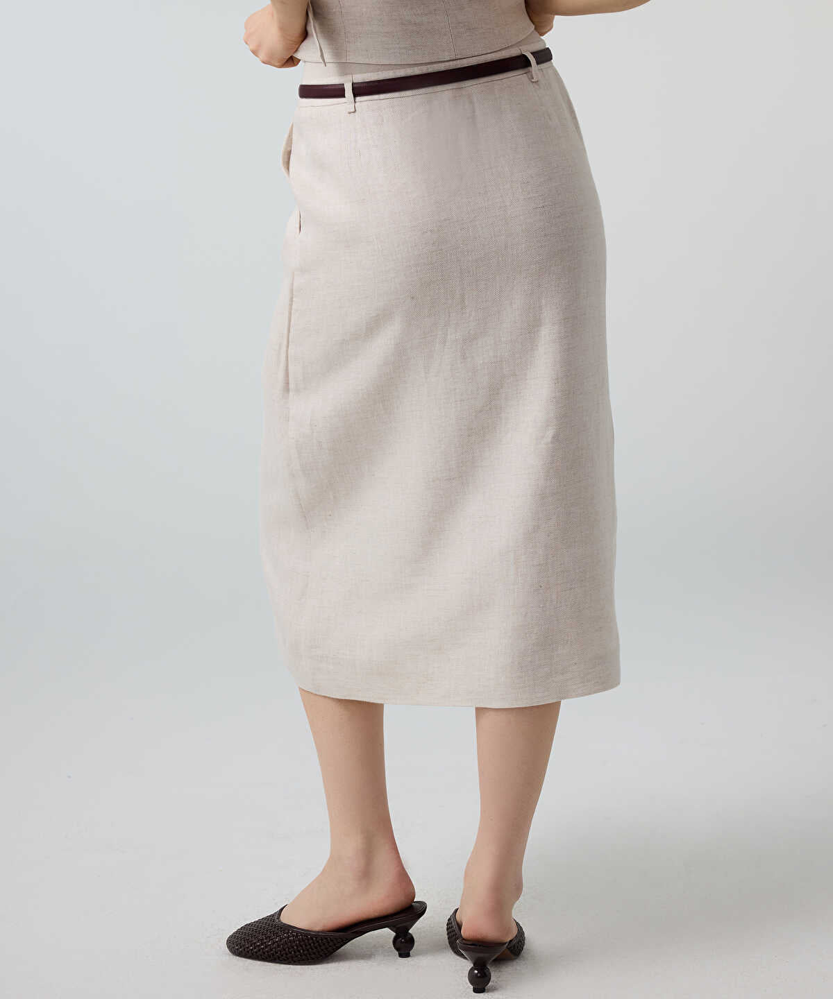 Belted Linen Skirt
