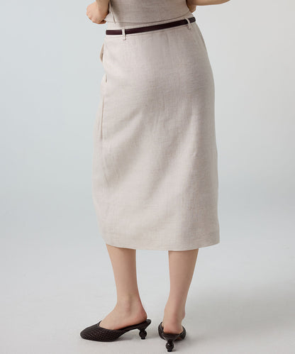 Belted Linen Skirt