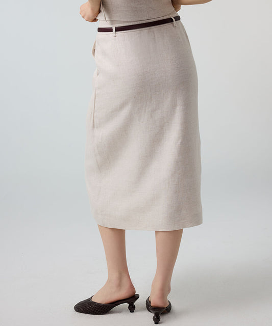 Belted Linen Skirt