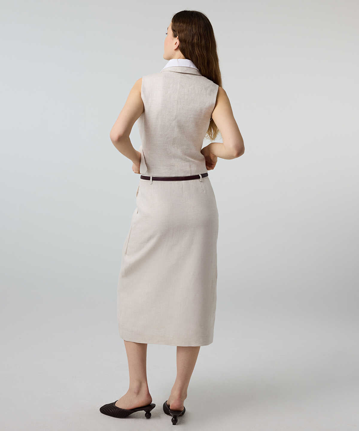 Belted Linen Skirt