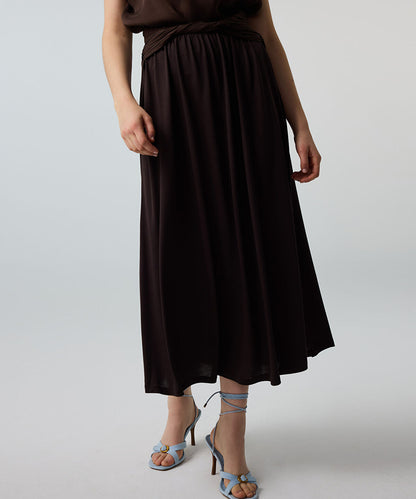 Twisted-Belt Cupro Skirt