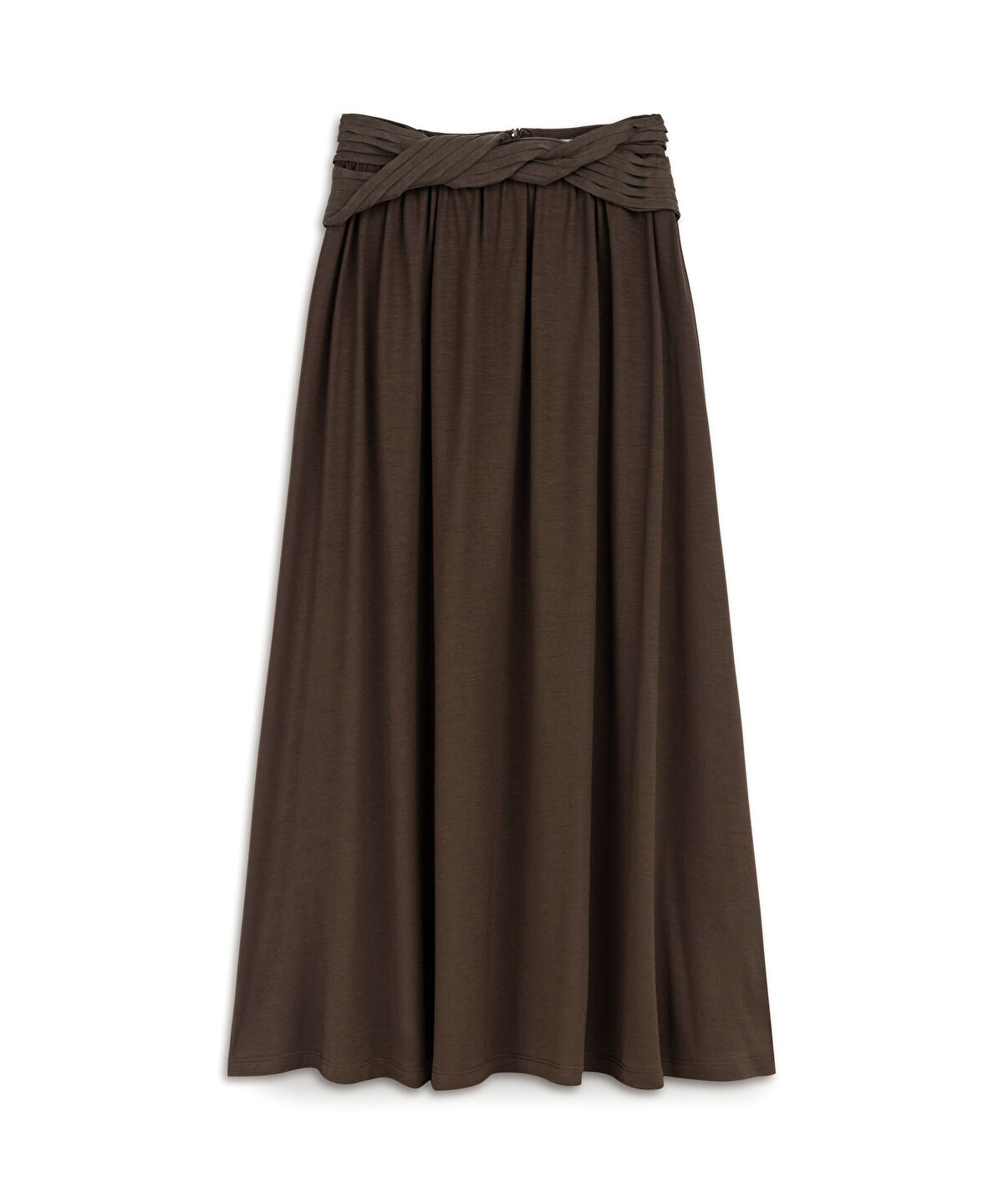 Zoomed Twisted-Belt Cupro Skirt