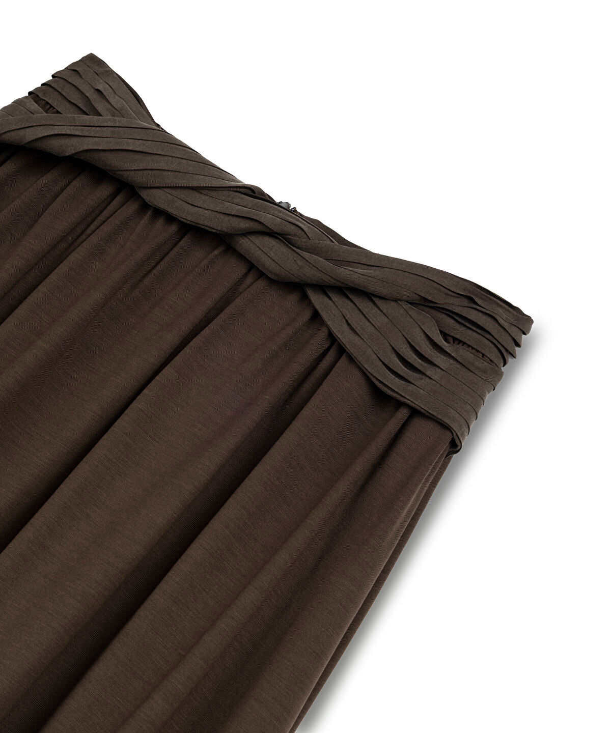 Zoomed Twisted-Belt Cupro Skirt