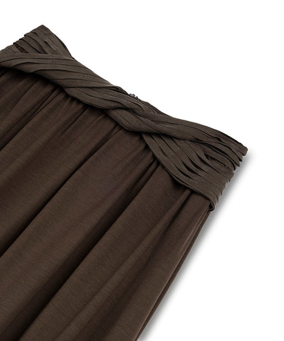 Twisted-Belt Cupro Skirt