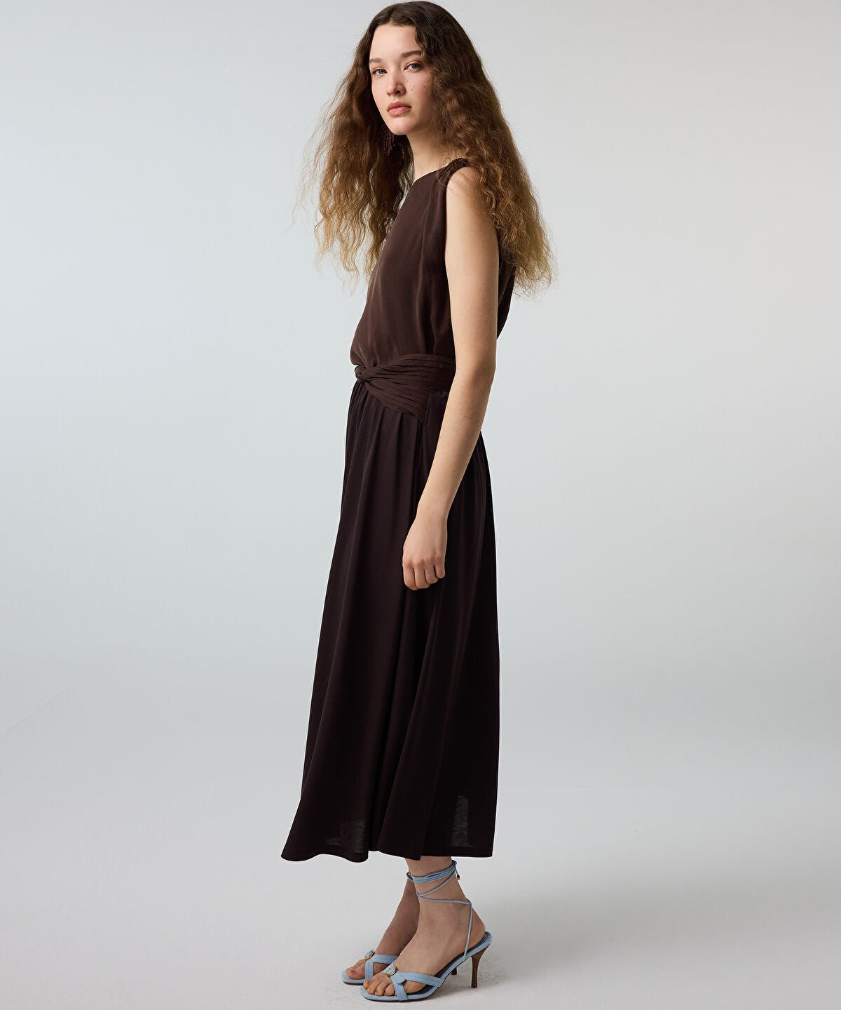 Twisted-Belt Cupro Skirt