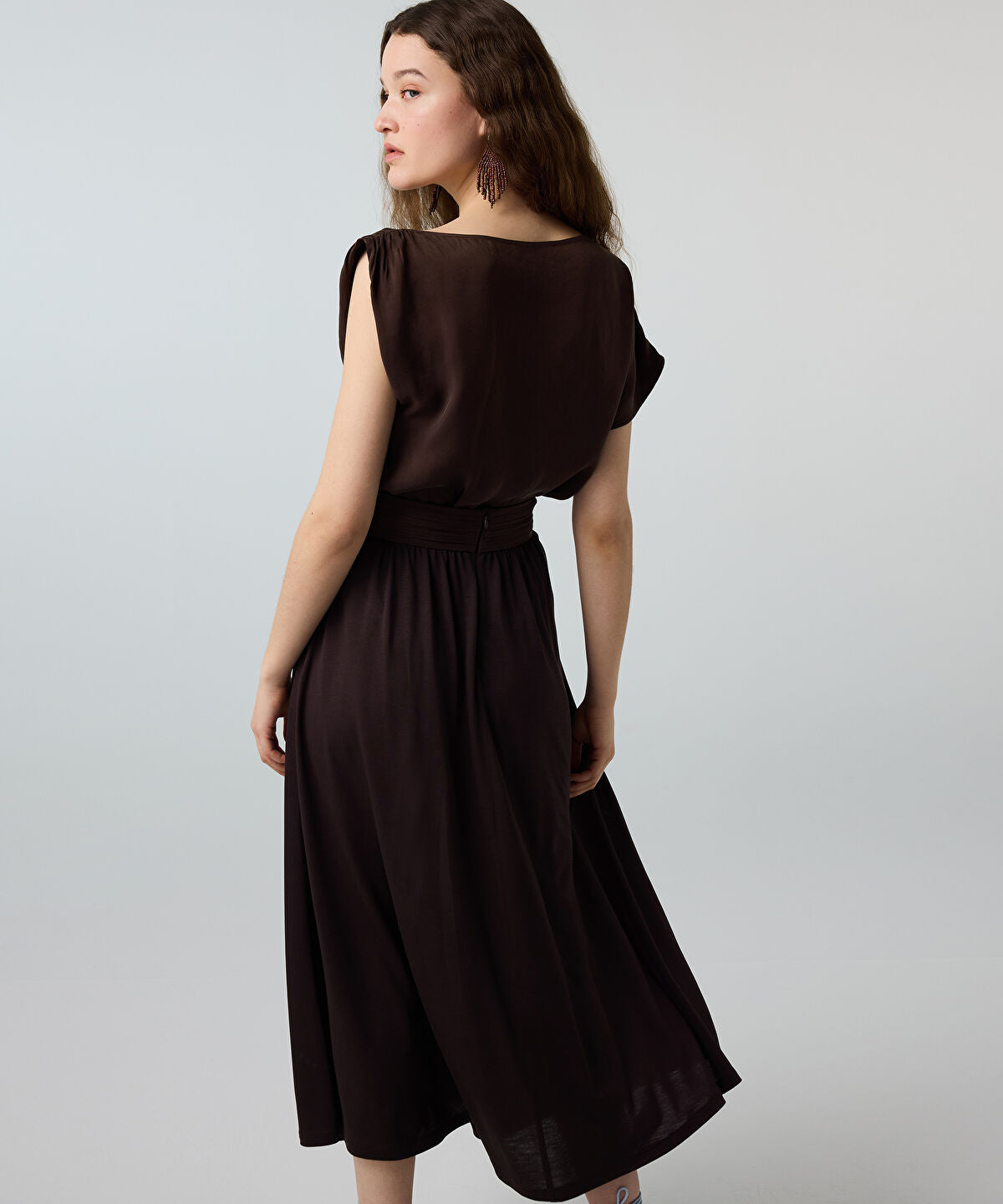 Twisted-Belt Cupro Skirt