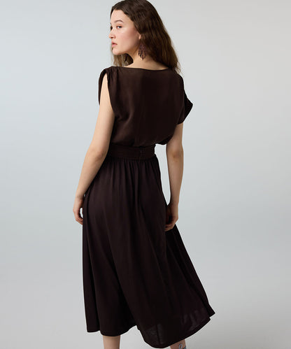 Twisted-Belt Cupro Skirt