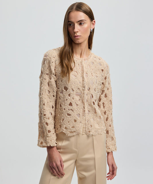 Tulle-Trim Beaded Jacket
