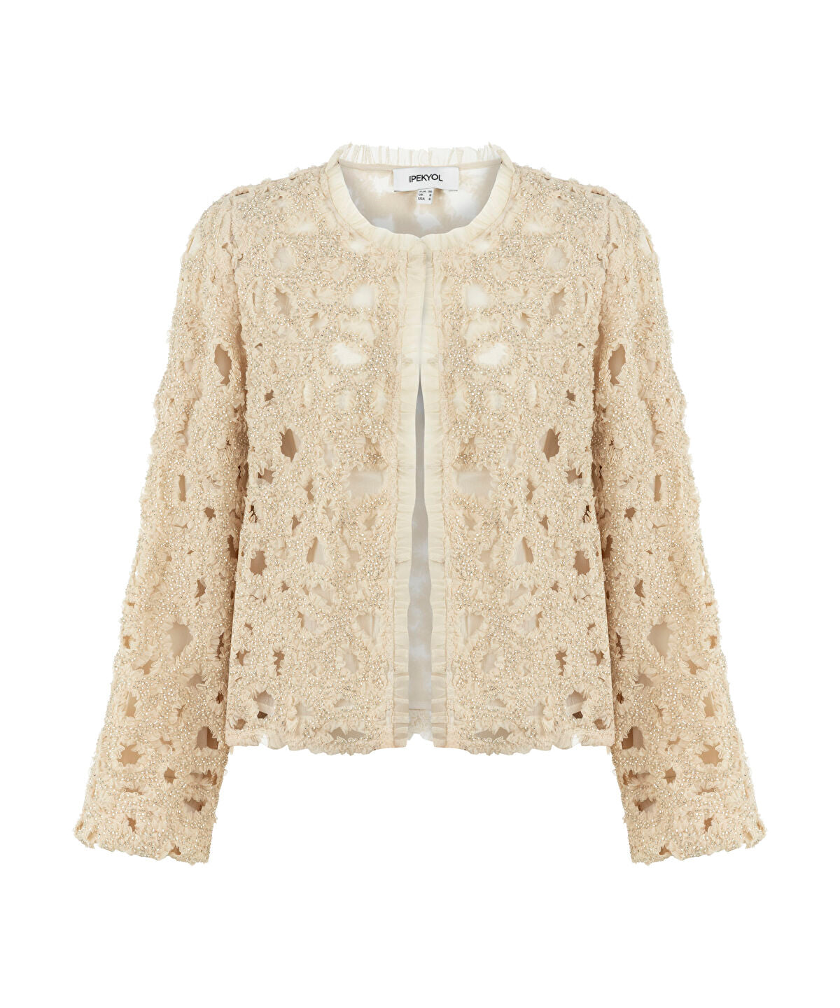 Zoomed Tulle-Trim Beaded Jacket